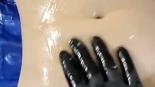 Tiny Teacher Plays with Oil and Gets Messy