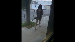 Sexy Skinny Escort in Tight Short Dress with Heels looking Hot as Fuck