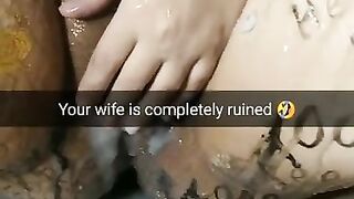 My Wife after Gangbang Lies with Filled with Cum Ruined Fertile Pussy [cuckold. Snapchat]