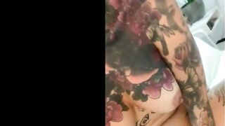 Tattooed Tinder slut Squirts in my mouth and then on my cock