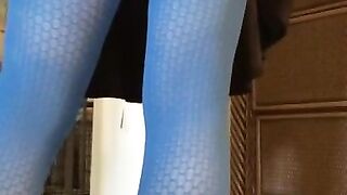 Teasing in Blue Tights