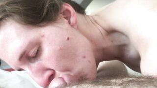 POV Horny Cocksucker Gets Rewarded but she can't Swallow it all