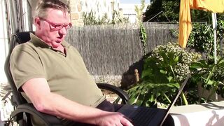 Caught Masturbating and watching Porn Outdoor by the Wife