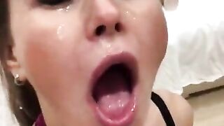 Sexy Whore Vika got a lot of cum on her face