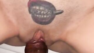 Tatted White Girl Takes Big Black Dick in her Tight Pussy