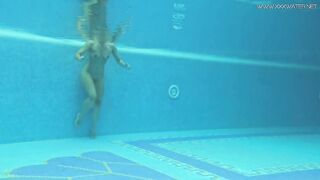 Hottest nudist Sazan Cheharda alone in the swimming pool