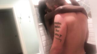 Black wife cheating with neighbour in shower