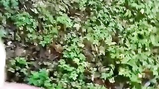 Risky Handjob Outdoor in the Forest, Huge Cum, Cumshot on Small Tits in the Public Place POV Private