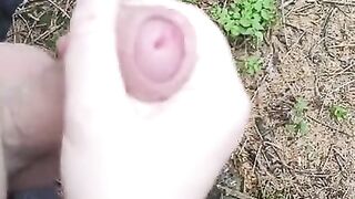 Outdoor Handjob from Girl and Cumshot after Catheterization