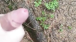 Outdoor Handjob from Girl and Cumshot after Catheterization