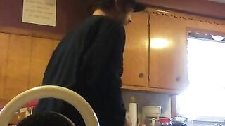 Cum slut creampied in kitchen