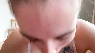 POV no Hands Quickie Blowjob with Cum Swallow