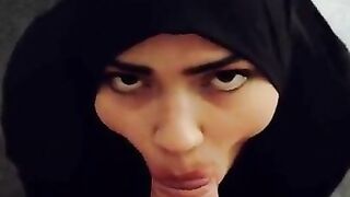 Muslim girl licking big cock