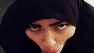 Muslim girl licking big cock