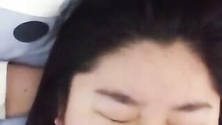 Asian girl begs for a massive facial