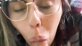 Sensual Girlfriend Loves Devouring My Cock Without Taking Off Her Glasses HD