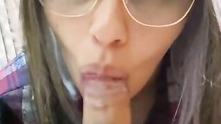 Sensual Girlfriend Loves Devouring My Cock Without Taking Off Her Glasses HD