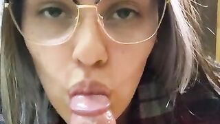 Sensual Girlfriend Loves Devouring My Cock Without Taking Off Her Glasses HD