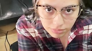 Gorgeous Sexy Latina Girl With Glasses Loves To Suck Cock