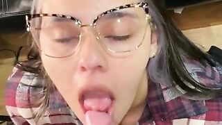 Gorgeous Sexy Latina Girl With Glasses Loves To Suck Cock