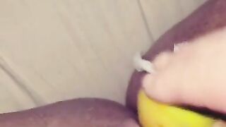 Swiss girl fucks herself with a banana