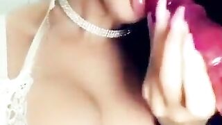 SnapChat Slut Sucking Her Dildo & Flashing Tits