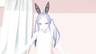 MMD lo chan, shake it - hentai mmd dance, playboy costume, blue hair edit, smixix