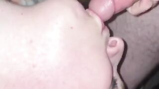 Close up Ball sucking and deep throating my boyfriend’s hard cock with my pretty dick sucking lips