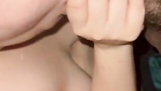 Snowbunny double handed blow job