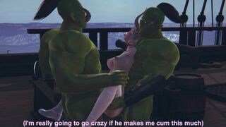 Two orcs love to fuck an elf girl in her pussy and ass