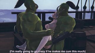 Two orcs love to fuck an elf girl in her pussy and ass