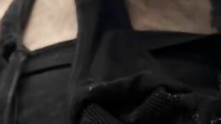 Masturbation in my cousin's black thong