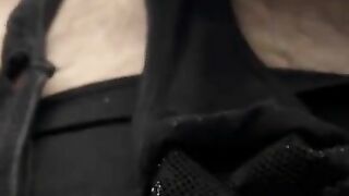 Masturbation in my cousin's black thong