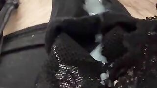 Masturbation in my cousin's black thong