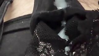 Masturbation in my cousin's black thong