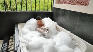 Latino big cock and big ass bathe in sparkling jacuzzi fucks and throws Cum