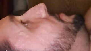 Self facial huge cumshot