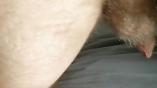 Injecting loads of cum into ass before fucking it