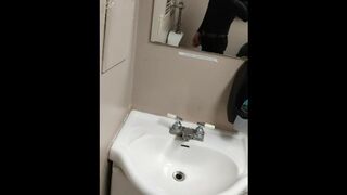 Pissing in public toilet after work and Moaning too!