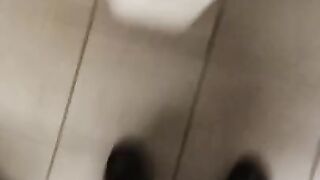 Pissing in public toilet after work and Moaning too!