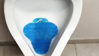 Pissing in public toilet after work and Moaning too!