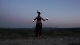 Candels Dance against the background of the night sky