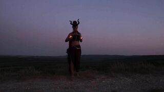 Candels Dance against the background of the night sky