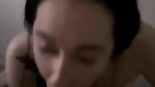 Horny Brunette Slut Give Boyfriend Sloppy Blow Job