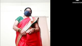 Marathi Divya aunty on Red saree Sexy look