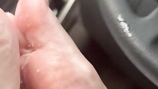 Amazing  post cum playing in the car - teaser