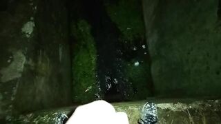 Night cumshot to the river canal - wearing camo pants