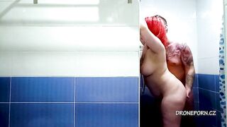 Redhead BBW fucking in the shower