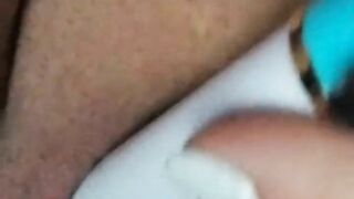 Pussy Play with white and blue vibrator