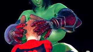 Futa Shehulk fucks Spiderman after battle Futa on Male